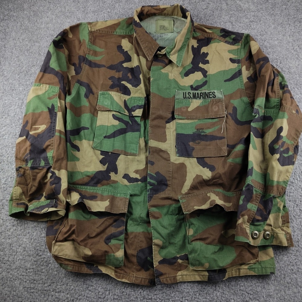 VTG 80s American Apparel Coat Mens Medium Woodland Camo Pattern Combat Jacket